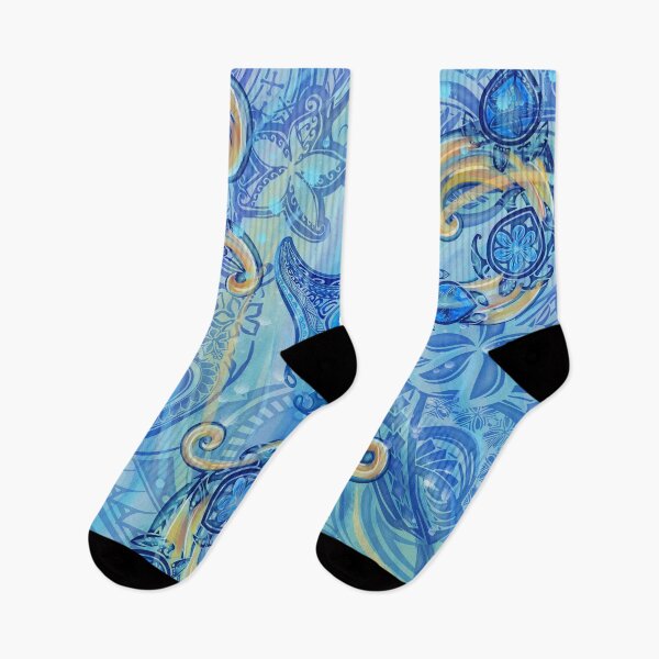 Item preview, Blue Tribal Manta Ray And Turtles Ocean Spray Watercolor 3500 designed and sold by sunnthreads.