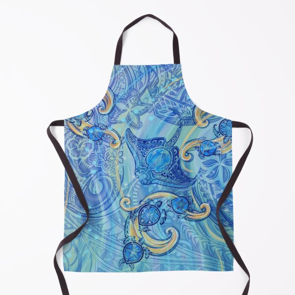 Item preview, Blue Tribal Manta Ray And Turtles Ocean Spray Watercolor 3500 designed and sold by sunnthreads.