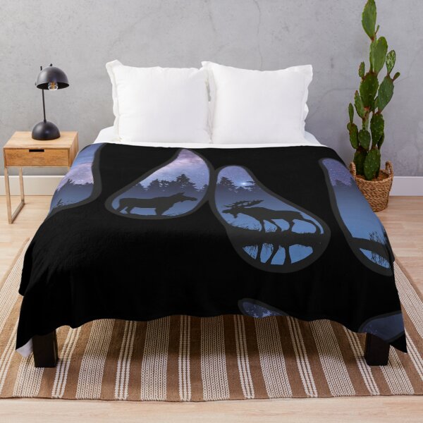 Item preview, Moose meeting under a midnight purple sky designed and sold by BuyByButterfly.