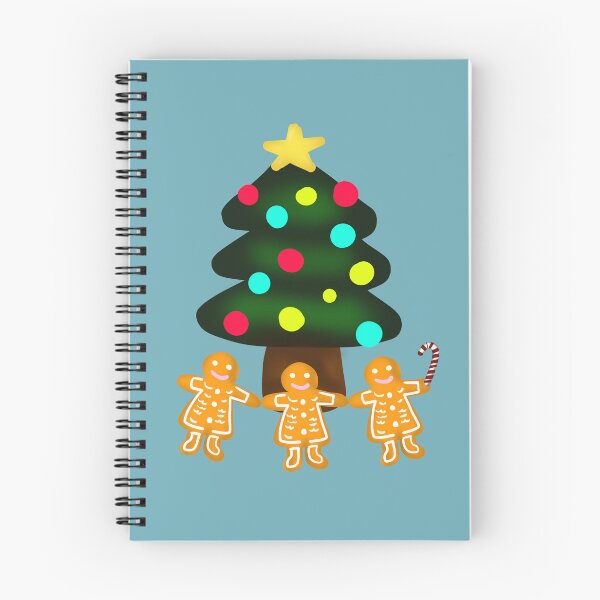 Item preview, Three Gingerbread Men Under Merry Christmas Tree with Candy Cane with Light Blue Background designed and sold by Karen Ekdahl.