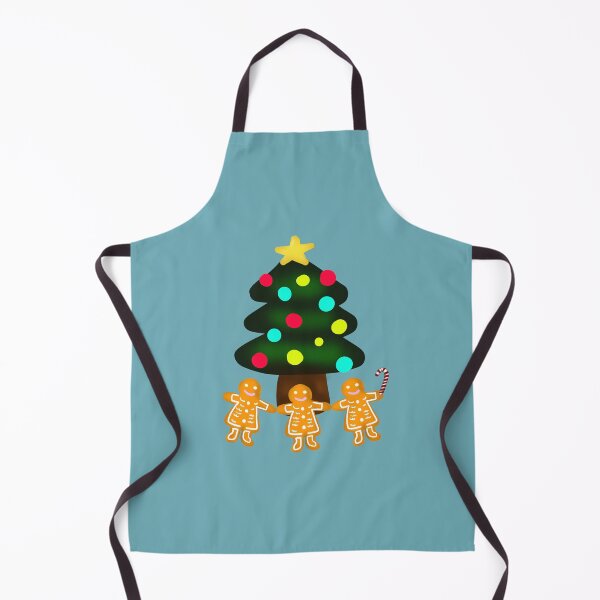Item preview, Three Gingerbread Men Under Merry Christmas Tree with Candy Cane with Light Blue Background designed and sold by Karen Ekdahl.