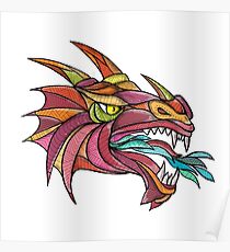 Drache Atmung Feuer Mandala Poster