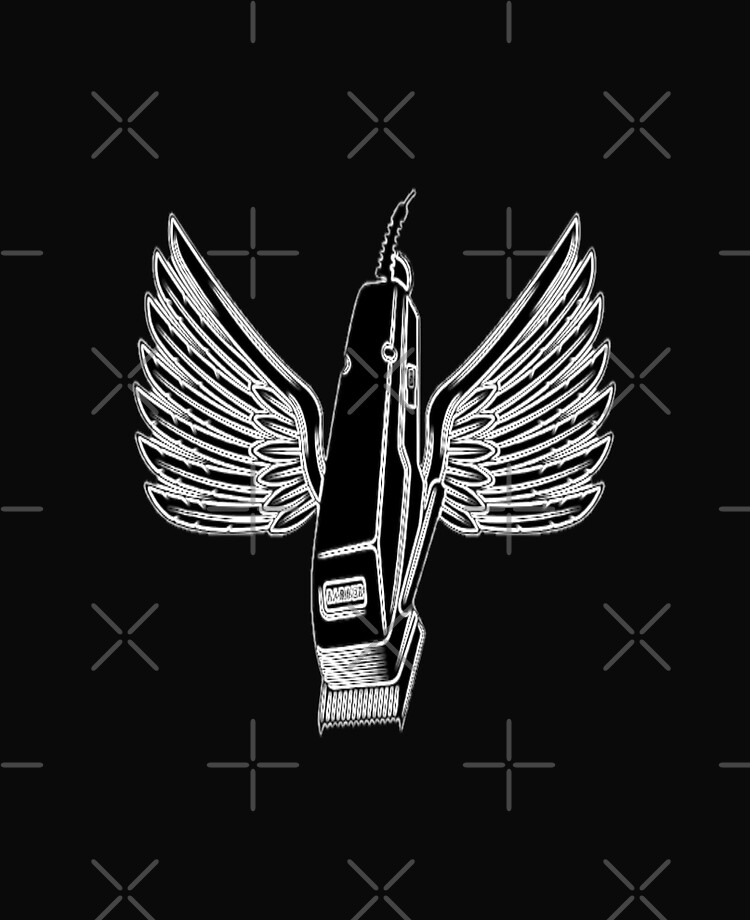 Barbershop sign black with white writing, features barber pole with wings  Poster for Sale by Vintage Hustle