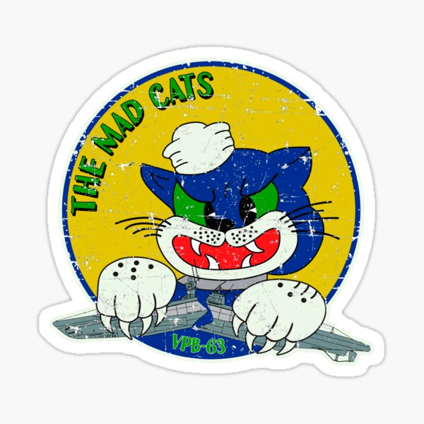 Item preview, USN VP-63 Patrol Bombing Squadron The Mad Cats V2 - Grunge Style designed and sold by pzd501.