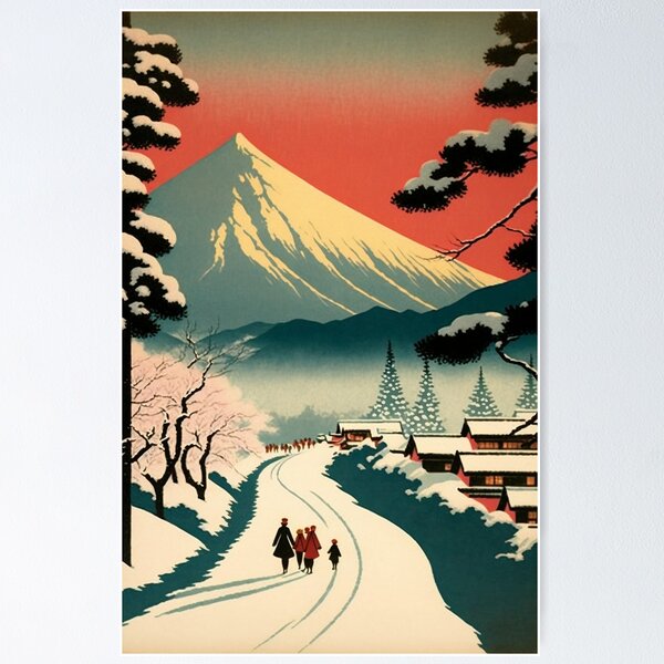 Item preview, Christmas Time Winter Walk Ukiyo e Art designed and sold by JigglePeek.