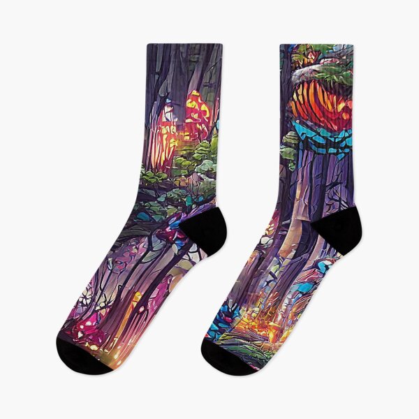 Item preview, stained glass, magical forest, atmosphere, mystery, abstract art, optimism, multicolor, glow, floral print, surrealism designed and sold by Maria Mihailova.