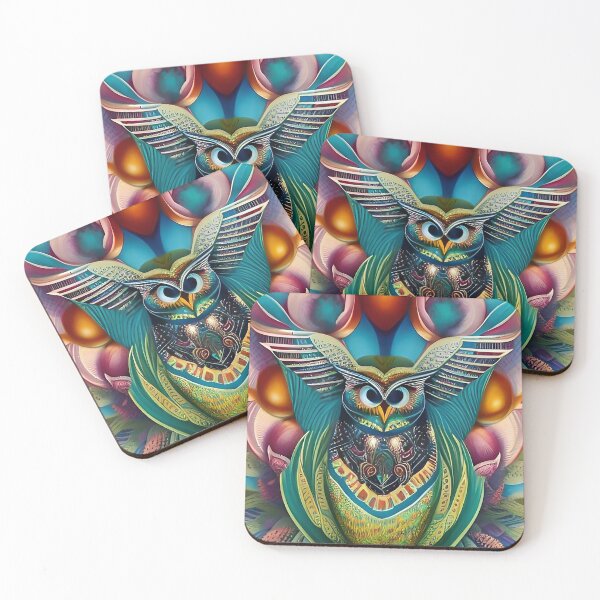 Item preview, Cool hip magical owl bird art - hippie groovy animal art - Owl designed and sold by ZiolaRosa.