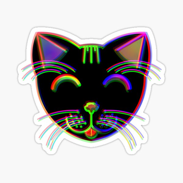 Happy Cat 14 (Glitchy Rainbow) Sticker