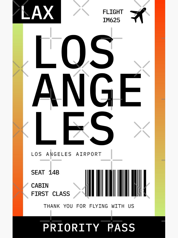 Los Angeles Boarding Pass Sticker For Sale By Showmetype Redbubble