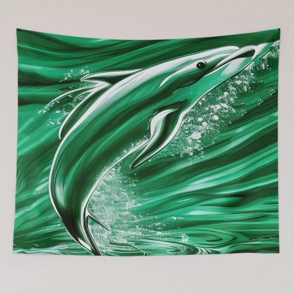 Item preview, Dolphin Illustration for Brilliant Green Waters designed and sold by deniselynnimage.