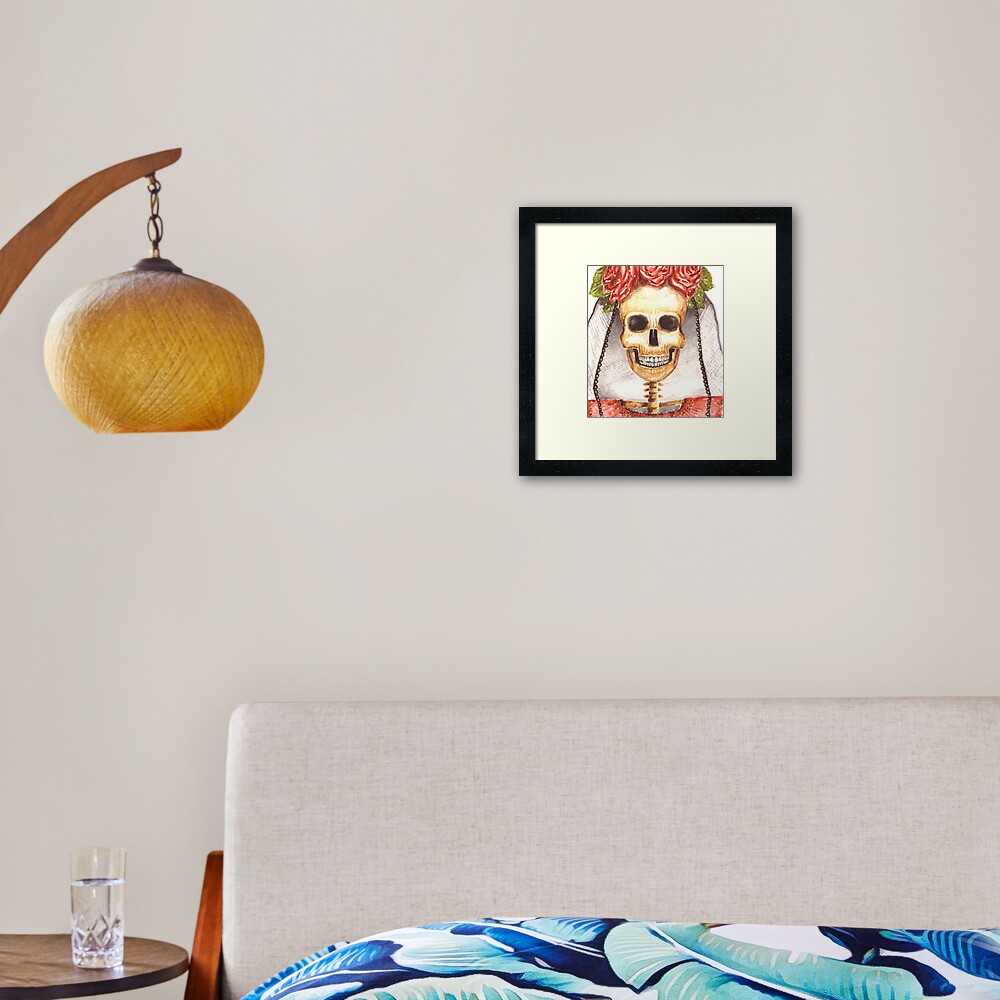 Watercolor Catrina Framed Art Print
