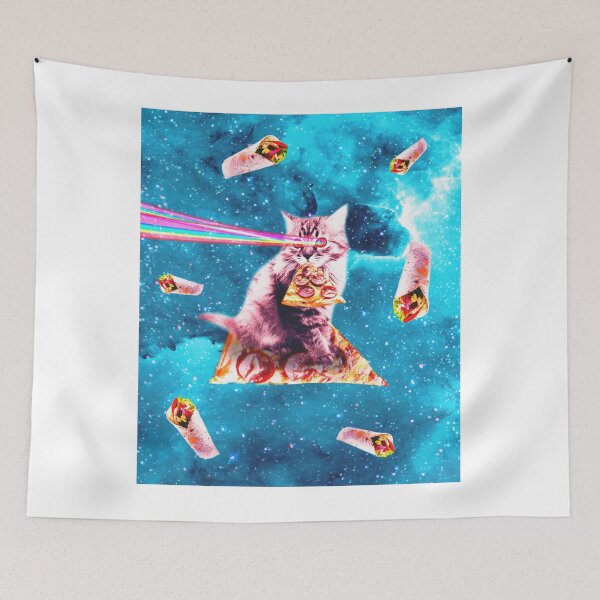 Item preview, Space Cat Eating Pizza - Rainbow Laser Eyes, Burrito  designed and sold by SkylerJHill.