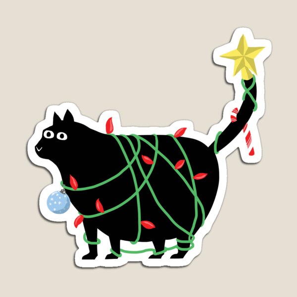 Christmas Cat in Lights Magnet