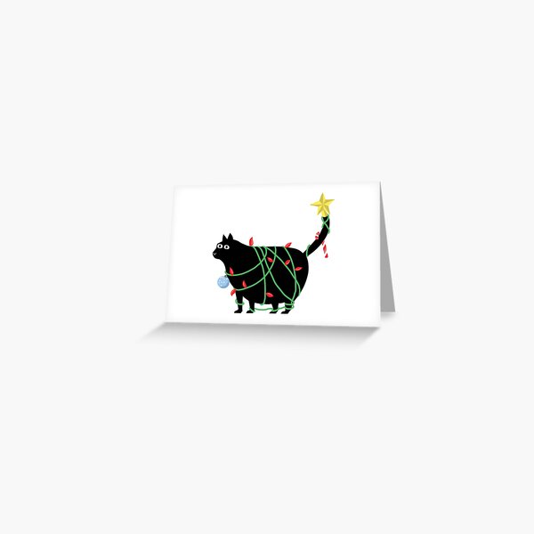 Christmas Cat in Lights Greeting Card