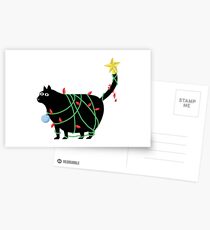 Christmas Cat in Lights Postcards