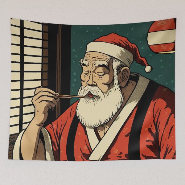 Item preview, Santa Eating Dinner with Chopsticks designed and sold by JigglePeek.
