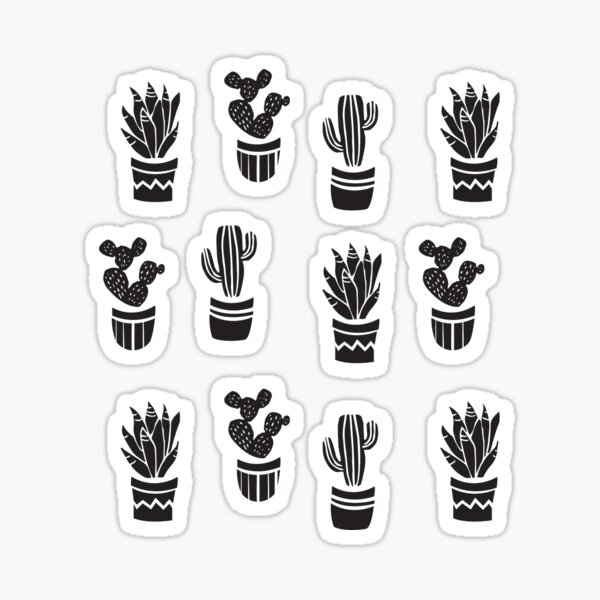 Linograbado de plantas suculentas Pegatina