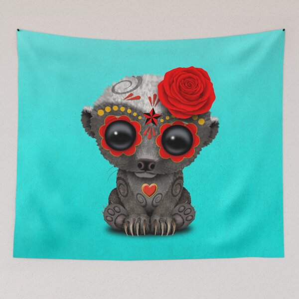 Item preview, Red Day of the Dead Sugar Skull Honey Badger designed and sold by JeffBartels.