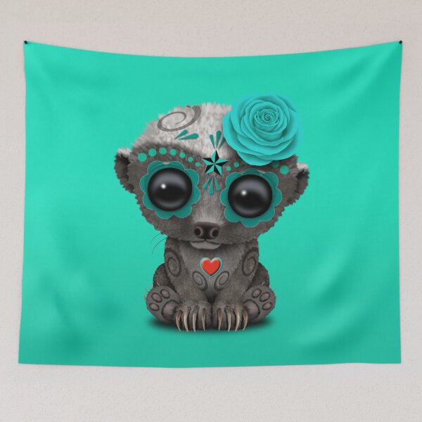 Item preview, Blue Day of the Dead Sugar Skull Honey Badger designed and sold by JeffBartels.