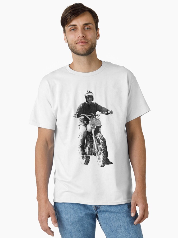Thumbnail 1 of 7, Classic T-Shirt, Steve McQueen on classic Husky - on White designed and sold by boltjesdesign.