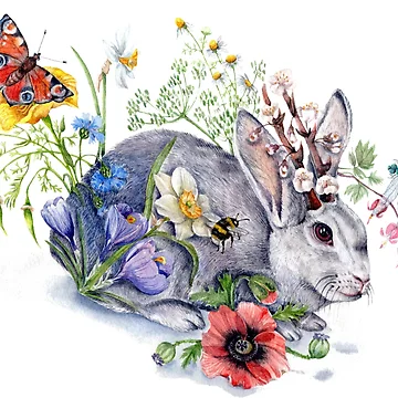 Artwork thumbnail, Spring Jackalope Rabbit by Goosi Art