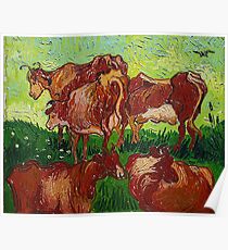 'Les Vaches' by Vincent Van Gogh (Reproduction) Poster