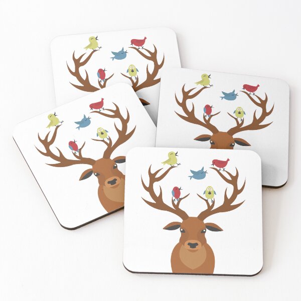 Item preview, Reno con pájaros en astas designed and sold by PrintPortal.