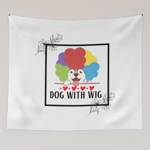 Item preview, dog with wig         designed and sold by HabitationBohe.
