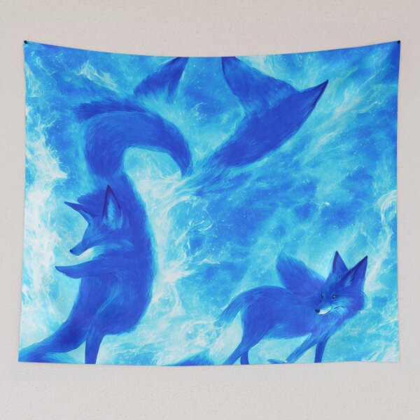 Item preview, Blue Foxes with  Blue Flames Digital Art designed and sold by DesignerKin.