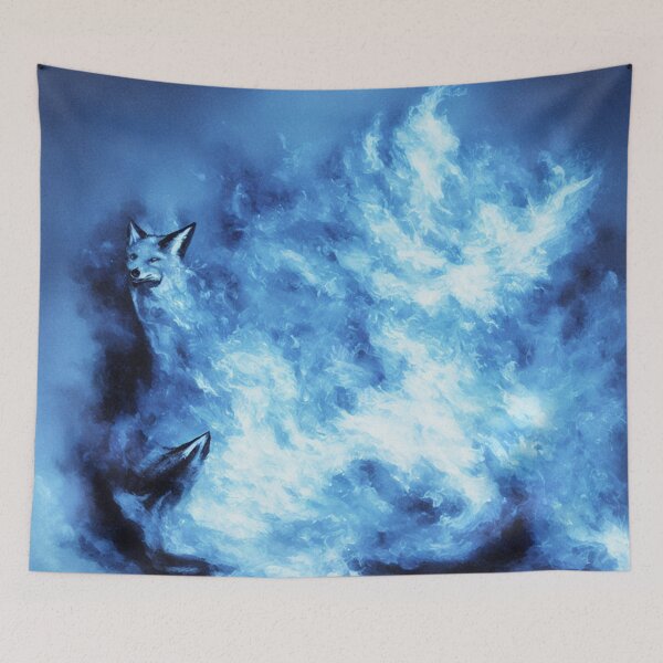 Item preview,  Blue Foxes with  Blue Flame Bodies Digital Art designed and sold by DesignerKin.