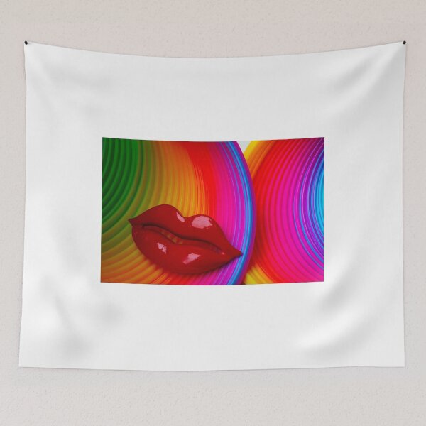 Item preview, Red lips On Colorful Rings designed and sold by Garry Gay.