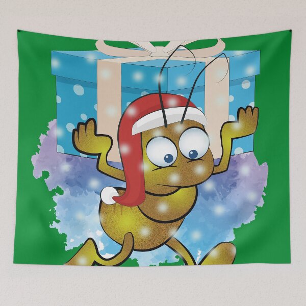 Item preview, Worker ant with santa hat carrying a present designed and sold by WorkerAnts.