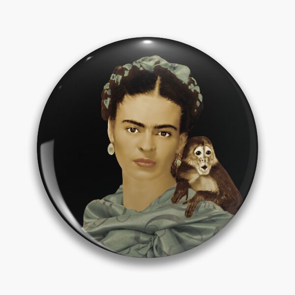 Item preview, Frida Kahlo w Monkey Black Blue designed and sold by FridaArtGallery.