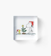 Christmas Tree with Snoopy and Woodstock (Peanuts Comic) Acrylic Block