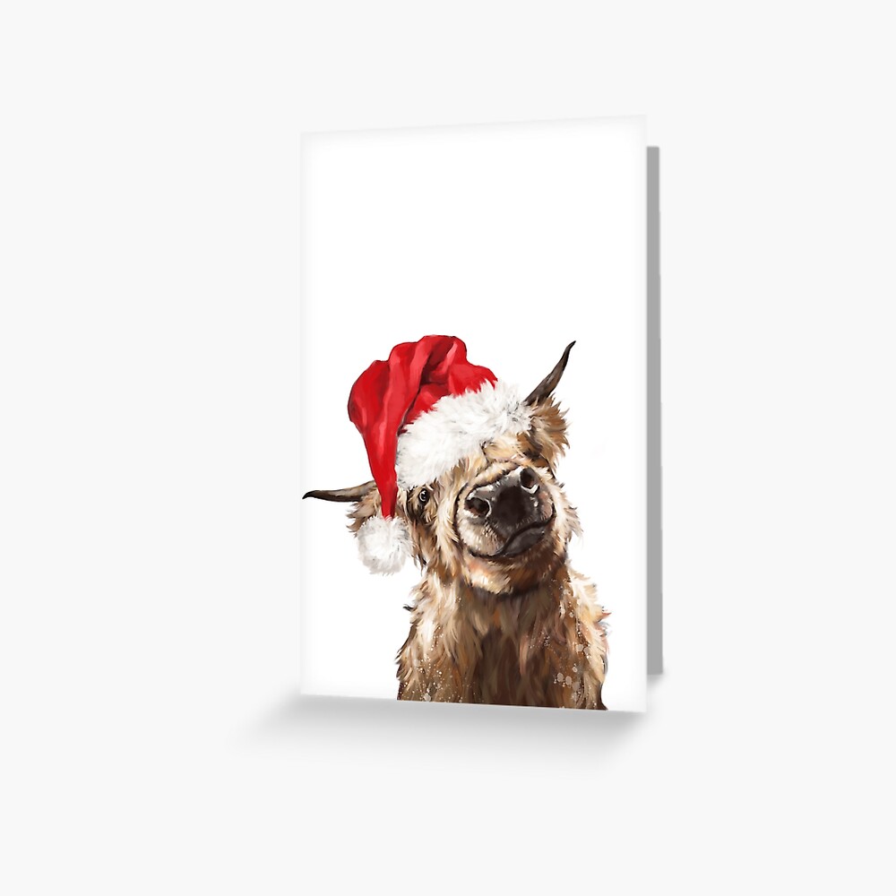 &quot;Christmas Highland Cow&quot; Greeting Card by bignosework | Redbubble