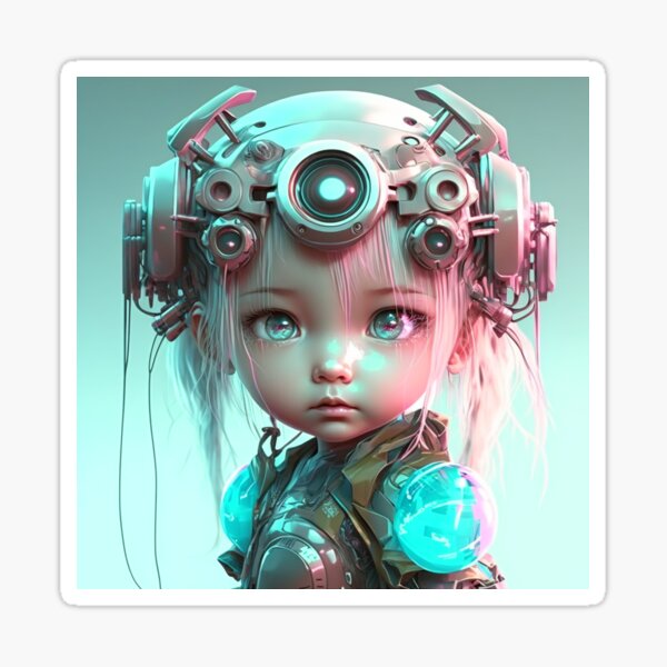 "AI Chibi Robot Girl" Sticker for Sale by AIArtbyChira Redbubble