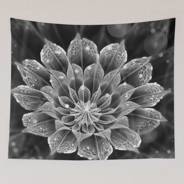 Item preview, B&W Fractal Dahlia Flower via Electron Microscope designed and sold by San Jaya Prime.