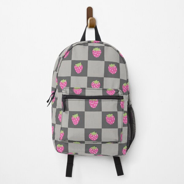 Item preview, Pink Strawberry Gray Checkered Pattern designed and sold by CavaCreates.