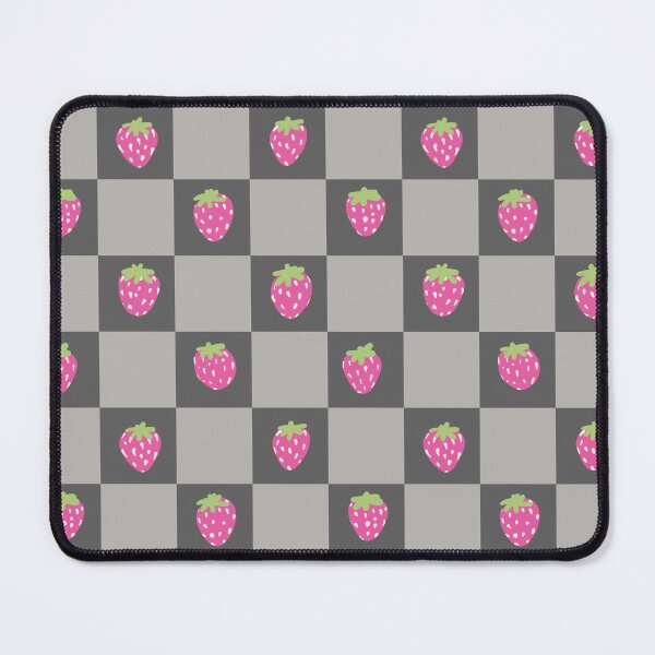Item preview, Pink Strawberry Gray Checkered Pattern designed and sold by CavaCreates.