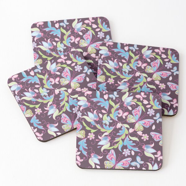 Item preview, Cute floral with pink and blue butterflies designed and sold by obinsuma.