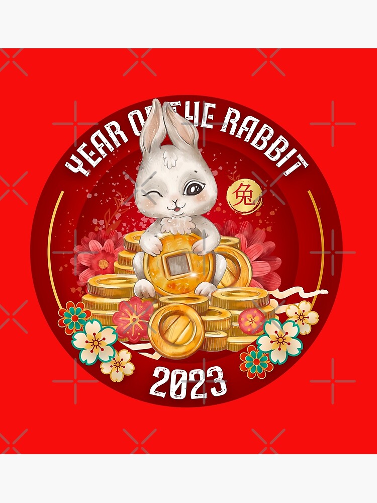 Happy New Year Of The Rabbit Chinese Zodiac Rabbit 2023 Sticker for Sale  by taogiauco