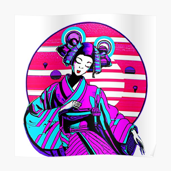 Japanese Geisha Girl Vaporwave Cyberpunk Popart Urban Style Poster For Sale By Neverenddreams 7509