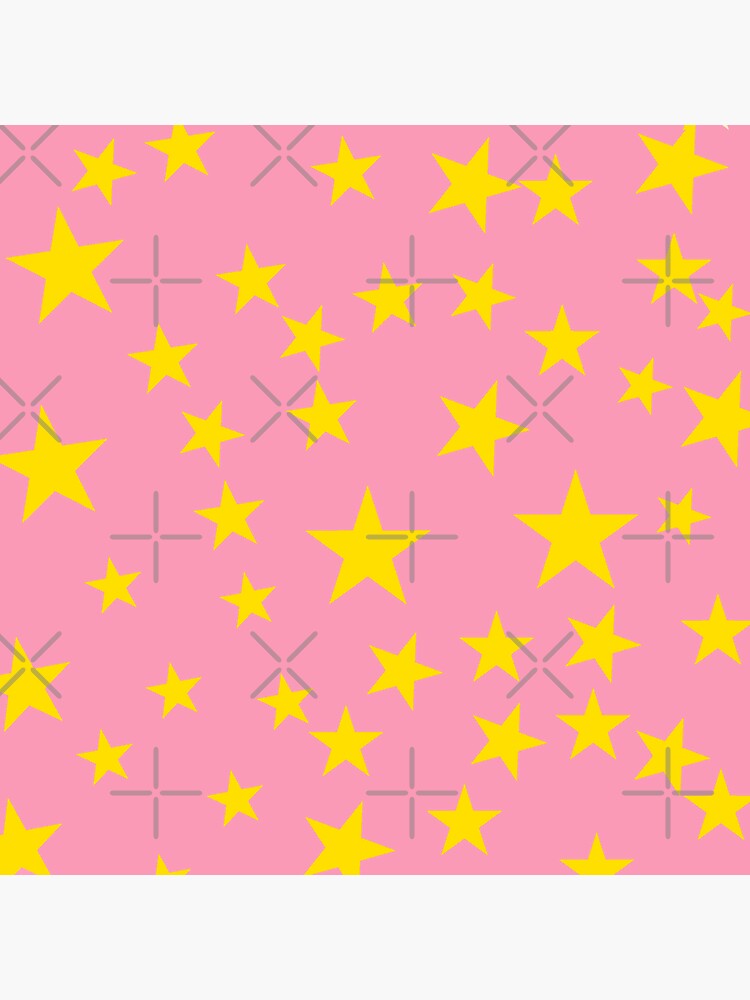 children's design with a pattern of yellow stars on a pink background  Sticker for Sale by kitsuneins