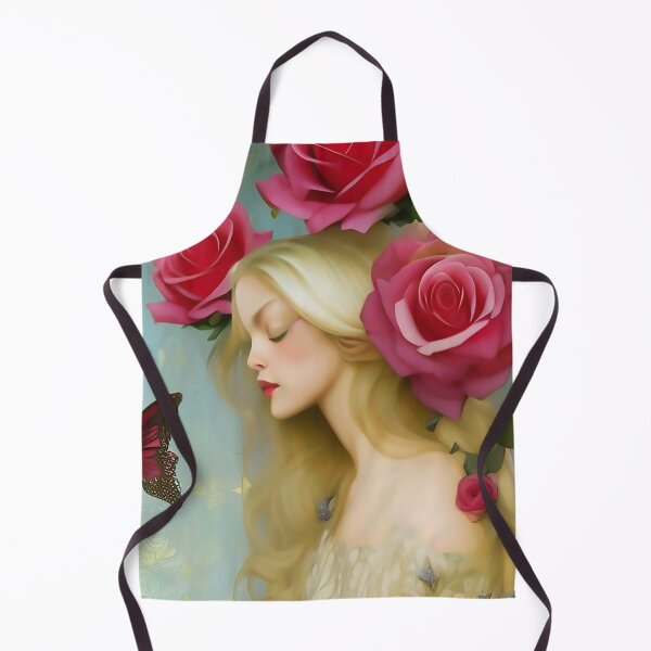 Item preview, Painting of girl and a floral dream of flowers cute butterflies and pretty roses designed and sold by ZiolaRosa.