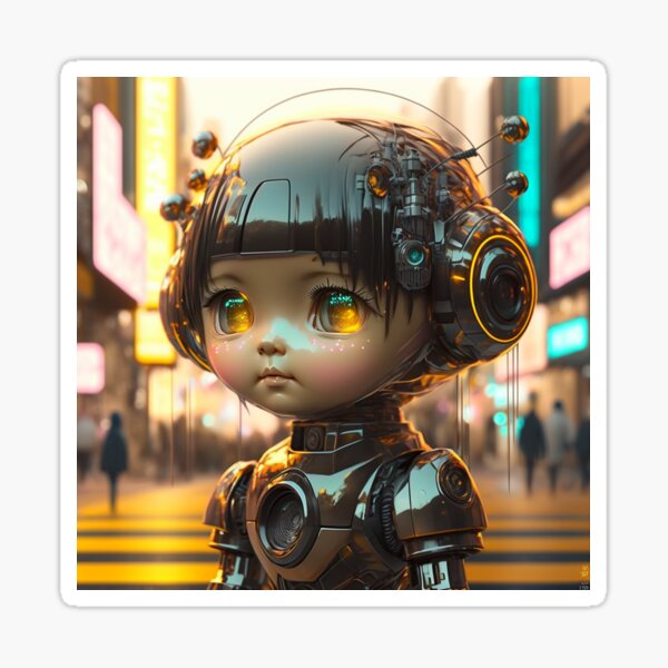 "AI Chibi Robot Girl" Sticker for Sale by AIArtbyChira Redbubble
