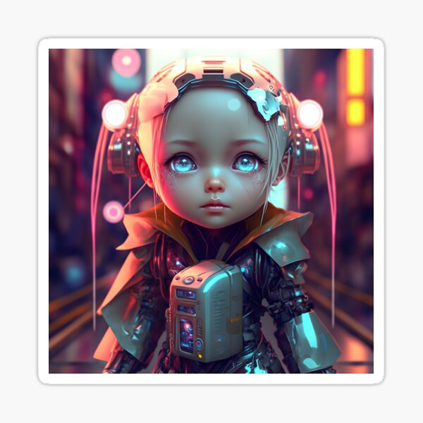 "AI Chibi Robot Girl" Sticker for Sale by AIArtbyChira Redbubble