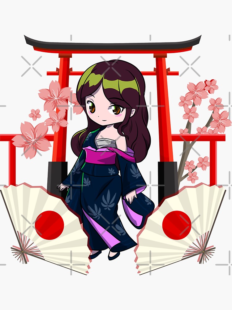 "Chibi Traditional Japanese Girl" Sticker for Sale by Redbubble