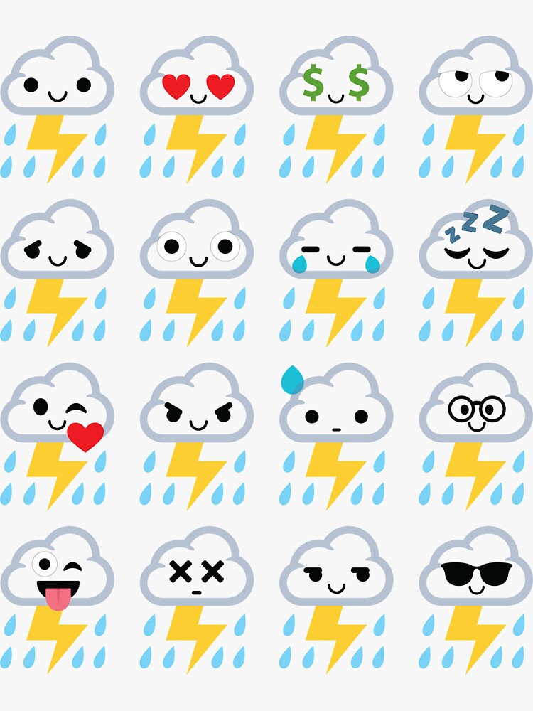 "Thunderstorm Emoji " Sticker by HippoEmo Redbubble