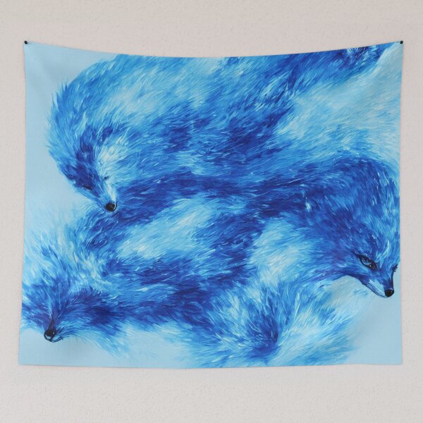 Item preview, Blue Foxes with  Blue Flame Bodies Digital Art designed and sold by DesignerKin.