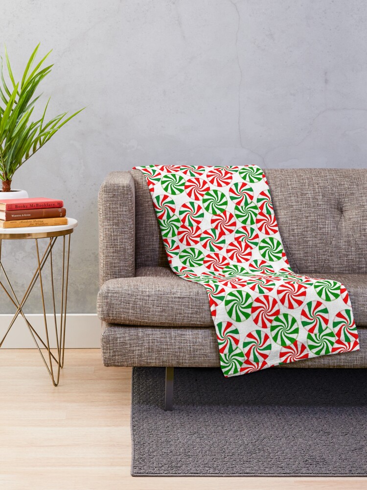 Red White and Green Peppermint Candy Swirl Pattern